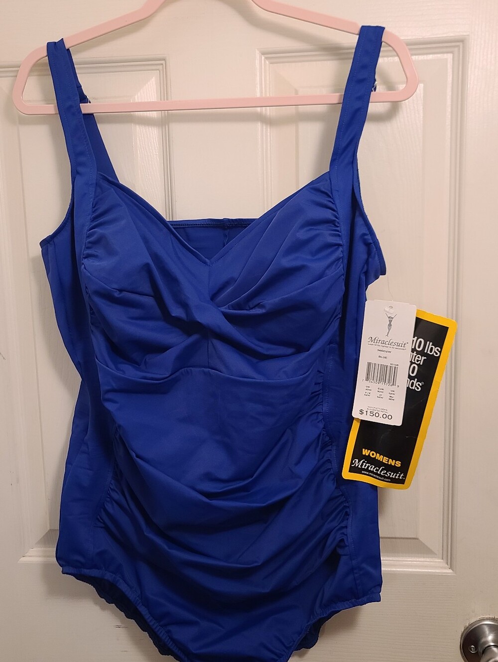 Miraclesuit Cobalt Blue One-Piece Swimsuit with Ruched Front. Size 20W